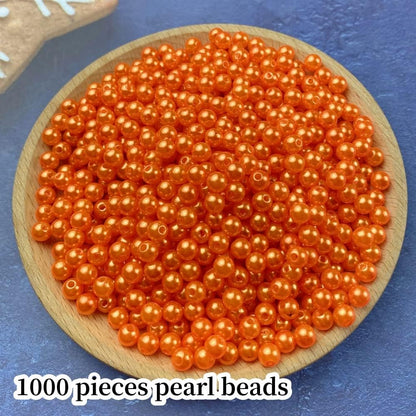 1000 Pcs Pearl Craft Beads - Loose Pearls, 6mm Round Spacer Beads for Earring, Bracelet, Necklace, Key Chains, Jewelry DIY Craft Making, Decoration and Vase Filler (6mm, Gold Yellow)