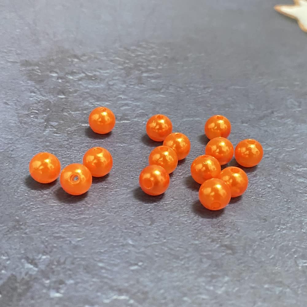 1000 Pcs Pearl Craft Beads - Loose Pearls, 6mm Round Spacer Beads for Earring, Bracelet, Necklace, Key Chains, Jewelry DIY Craft Making, Decoration and Vase Filler (6mm, Gold Yellow)