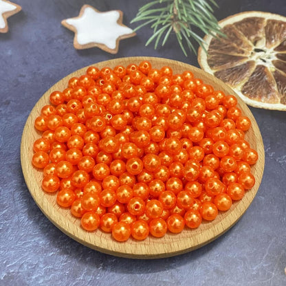 1000 Pcs Pearl Craft Beads - Loose Pearls, 6mm Round Spacer Beads for Earring, Bracelet, Necklace, Key Chains, Jewelry DIY Craft Making, Decoration and Vase Filler (6mm, Gold Yellow)