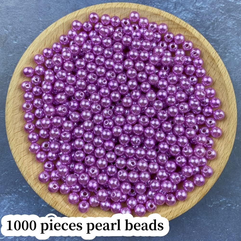 1000 Pcs Pearl Craft Beads - Loose Pearls, 6mm Round Spacer Beads for Earring, Bracelet, Necklace, Key Chains, Jewelry DIY Craft Making, Decoration and Vase Filler (6mm, Gold Yellow)