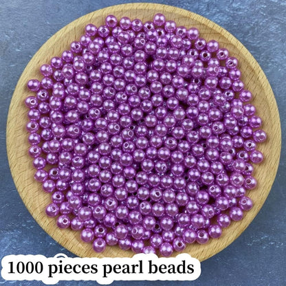 1000 Pcs Pearl Craft Beads - Loose Pearls, 6mm Round Spacer Beads for Earring, Bracelet, Necklace, Key Chains, Jewelry DIY Craft Making, Decoration and Vase Filler (6mm, Gold Yellow)