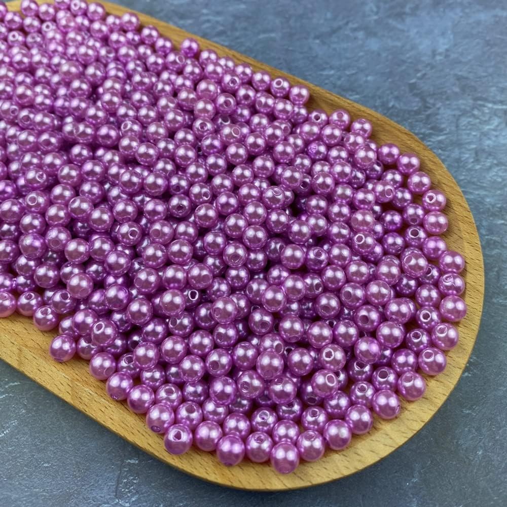 1000 Pcs Pearl Craft Beads - Loose Pearls, 6mm Round Spacer Beads for Earring, Bracelet, Necklace, Key Chains, Jewelry DIY Craft Making, Decoration and Vase Filler (6mm, Gold Yellow)