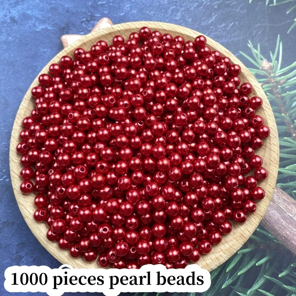1000 Pcs Pearl Craft Beads - Loose Pearls, 6mm Round Spacer Beads for Earring, Bracelet, Necklace, Key Chains, Jewelry DIY Craft Making, Decoration and Vase Filler (6mm, Gold Yellow)