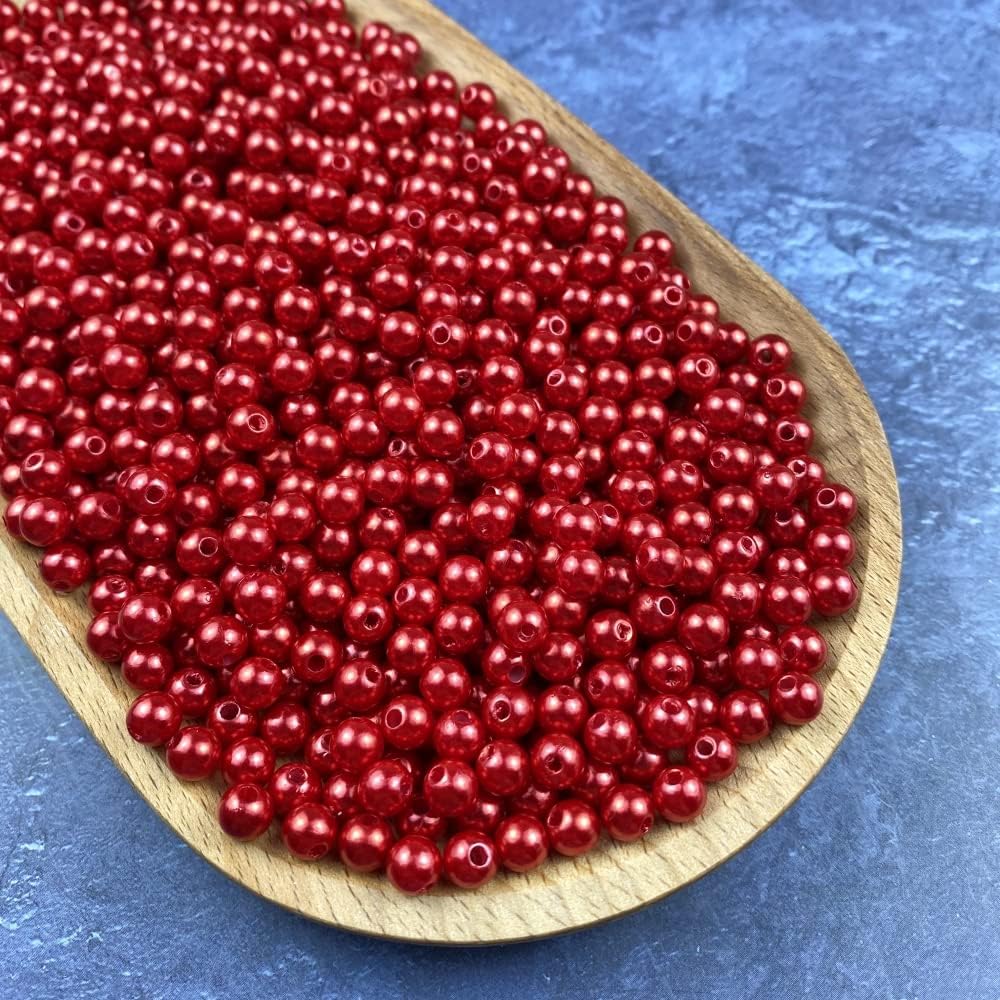 1000 Pcs Pearl Craft Beads - Loose Pearls, 6mm Round Spacer Beads for Earring, Bracelet, Necklace, Key Chains, Jewelry DIY Craft Making, Decoration and Vase Filler (6mm, Gold Yellow)