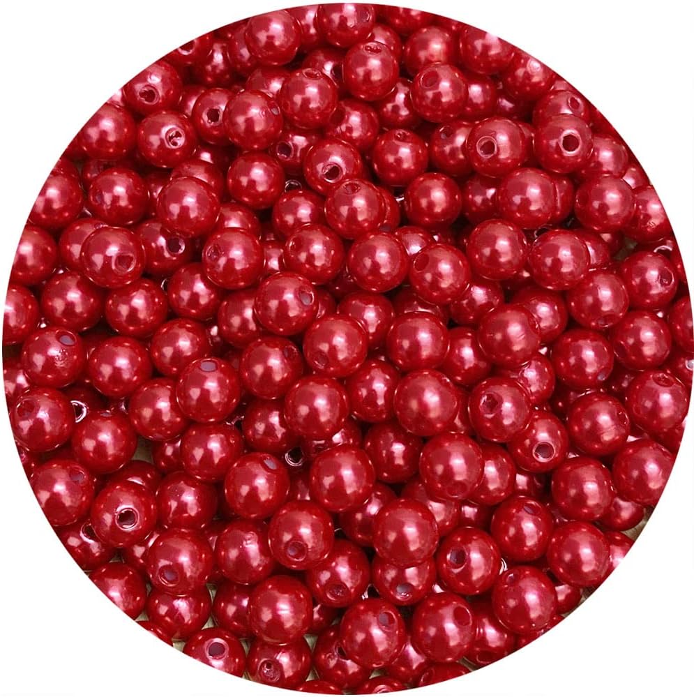 1000 Pcs Pearl Craft Beads - Loose Pearls, 6mm Round Spacer Beads for Earring, Bracelet, Necklace, Key Chains, Jewelry DIY Craft Making, Decoration and Vase Filler (6mm, Gold Yellow)