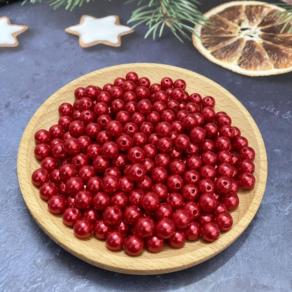 1000 Pcs Pearl Craft Beads - Loose Pearls, 6mm Round Spacer Beads for Earring, Bracelet, Necklace, Key Chains, Jewelry DIY Craft Making, Decoration and Vase Filler (6mm, Gold Yellow)