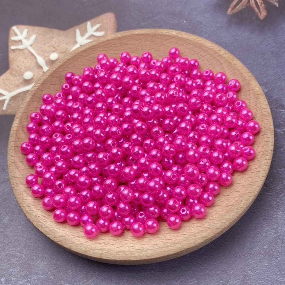 1000 Pcs Pearl Craft Beads - Loose Pearls, 6mm Round Spacer Beads for Earring, Bracelet, Necklace, Key Chains, Jewelry DIY Craft Making, Decoration and Vase Filler (6mm, Gold Yellow)