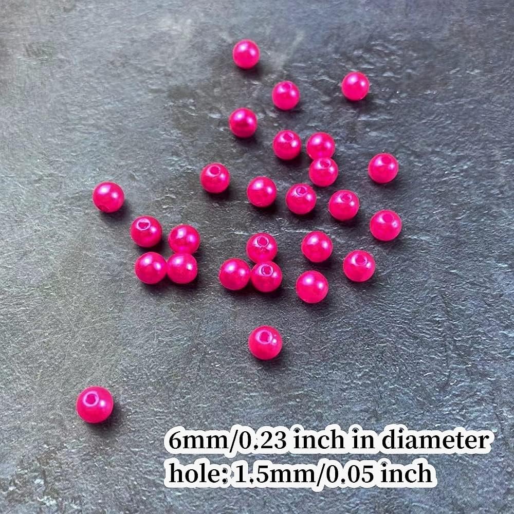 1000 Pcs Pearl Craft Beads - Loose Pearls, 6mm Round Spacer Beads for Earring, Bracelet, Necklace, Key Chains, Jewelry DIY Craft Making, Decoration and Vase Filler (6mm, Gold Yellow)