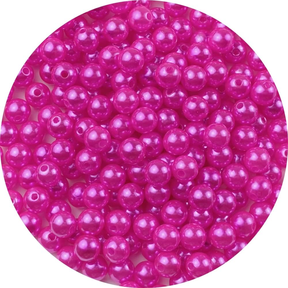 1000 Pcs Pearl Craft Beads - Loose Pearls, 6mm Round Spacer Beads for Earring, Bracelet, Necklace, Key Chains, Jewelry DIY Craft Making, Decoration and Vase Filler (6mm, Gold Yellow)