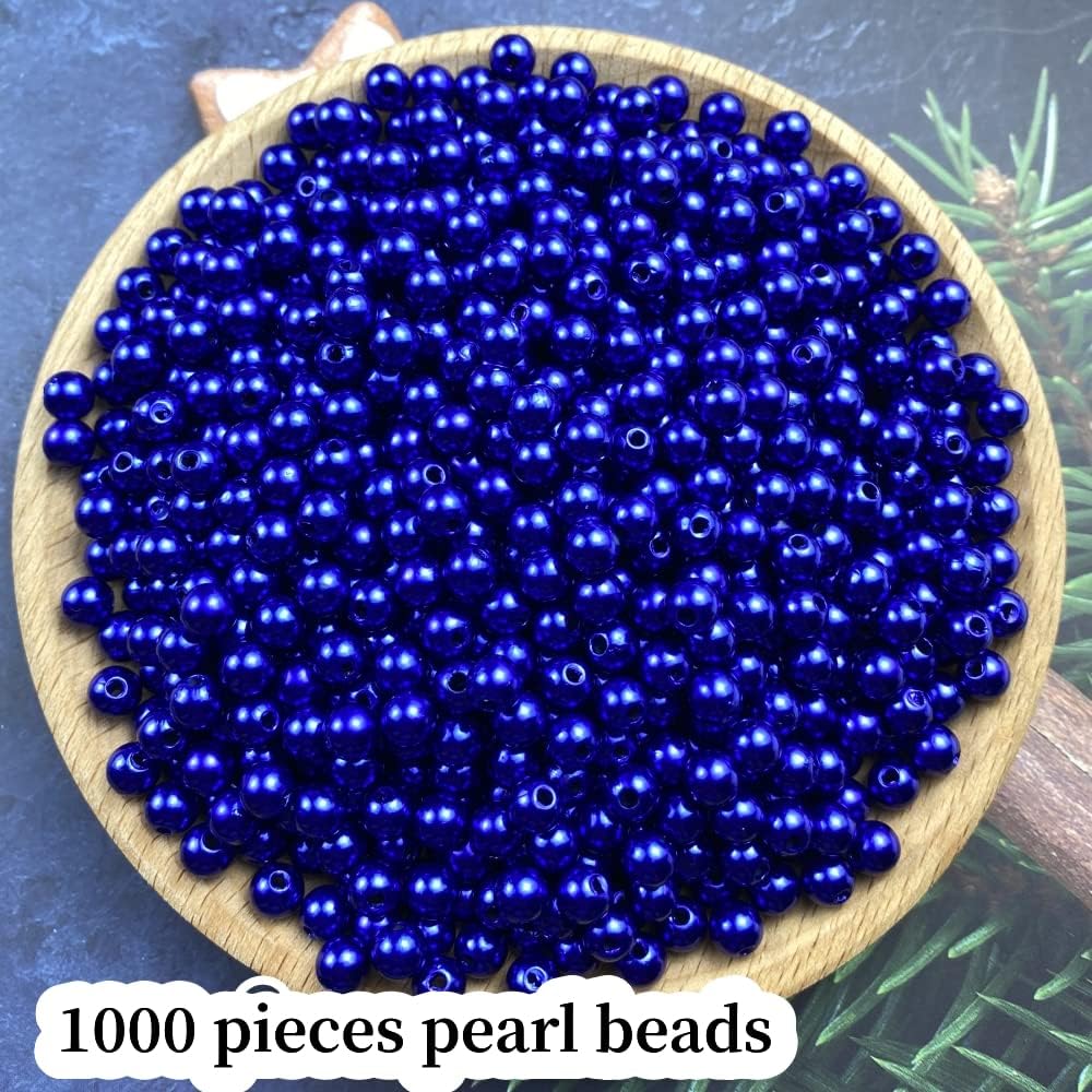 1000 Pcs Pearl Craft Beads - Loose Pearls, 6mm Round Spacer Beads for Earring, Bracelet, Necklace, Key Chains, Jewelry DIY Craft Making, Decoration and Vase Filler (6mm, Gold Yellow)