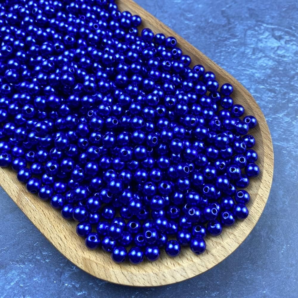 1000 Pcs Pearl Craft Beads - Loose Pearls, 6mm Round Spacer Beads for Earring, Bracelet, Necklace, Key Chains, Jewelry DIY Craft Making, Decoration and Vase Filler (6mm, Gold Yellow)