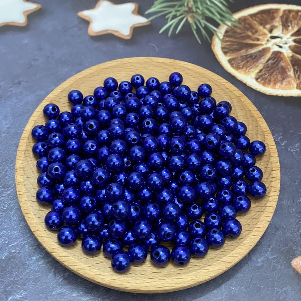 1000 Pcs Pearl Craft Beads - Loose Pearls, 6mm Round Spacer Beads for Earring, Bracelet, Necklace, Key Chains, Jewelry DIY Craft Making, Decoration and Vase Filler (6mm, Gold Yellow)
