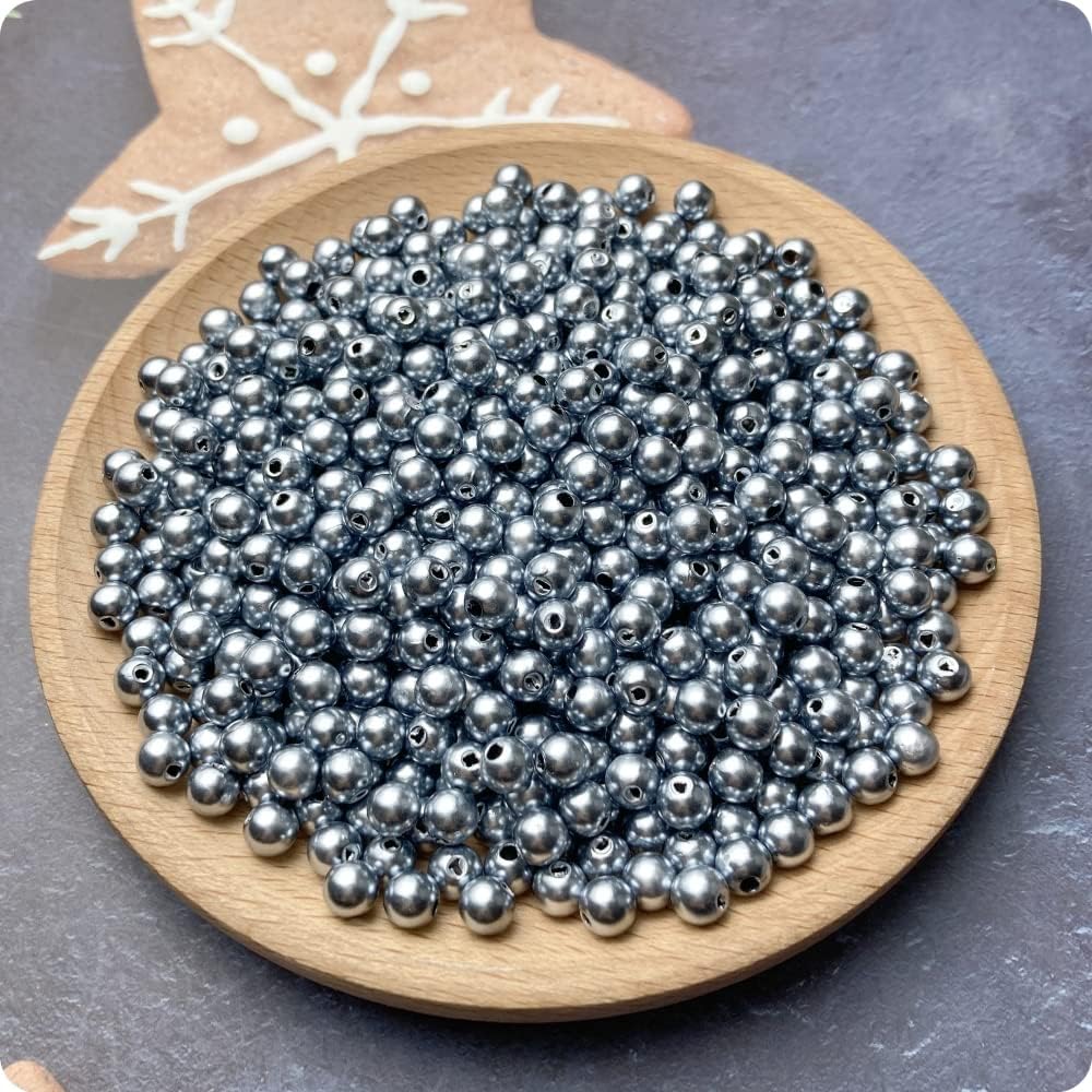 1000 Pcs Pearl Craft Beads - Loose Pearls, 6mm Round Spacer Beads for Earring, Bracelet, Necklace, Key Chains, Jewelry DIY Craft Making, Decoration and Vase Filler (6mm, Gold Yellow)