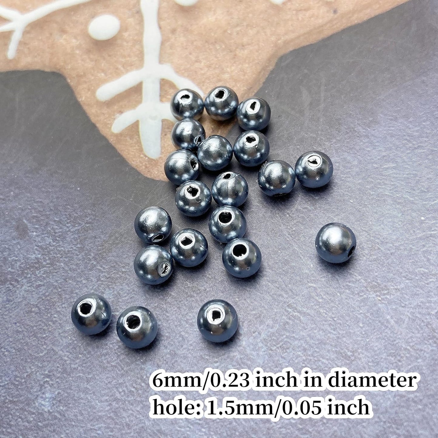 1000 Pcs Pearl Craft Beads - Loose Pearls, 6mm Round Spacer Beads for Earring, Bracelet, Necklace, Key Chains, Jewelry DIY Craft Making, Decoration and Vase Filler (6mm, Gold Yellow)