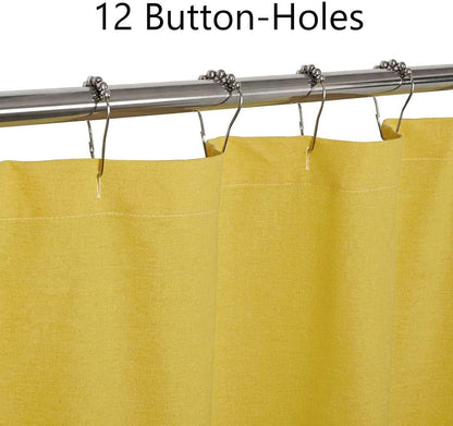 Farmhouse Yellow Shower Curtain,Bowknot,Cotton Blend Fabric,Pleated Yellow Stripe,Country Style,72x72 in