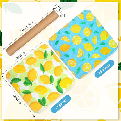 50 Pcs Reusable Paper Towels Paperless Reusable Cotton Cloths Toilet Absorbent Washable Paper Towels with Roll Kitchen Dishcloth for Kitchen Paperless Dishcloths(Lemon)