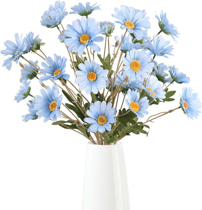 36 Heads Yellow Artificial Daisy Flowers 29.52” Silk Wildflowers 6PCS Silk Daisies with Stems for Tall Vase Home Bath Outdoor Party Garden Wedding Aisle Porch Decoration(Yellow)