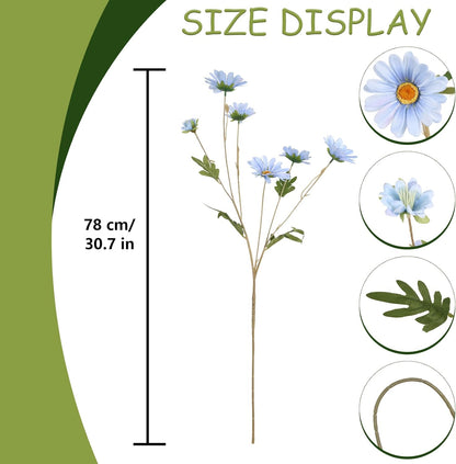 36 Heads Yellow Artificial Daisy Flowers 29.52” Silk Wildflowers 6PCS Silk Daisies with Stems for Tall Vase Home Bath Outdoor Party Garden Wedding Aisle Porch Decoration(Yellow)