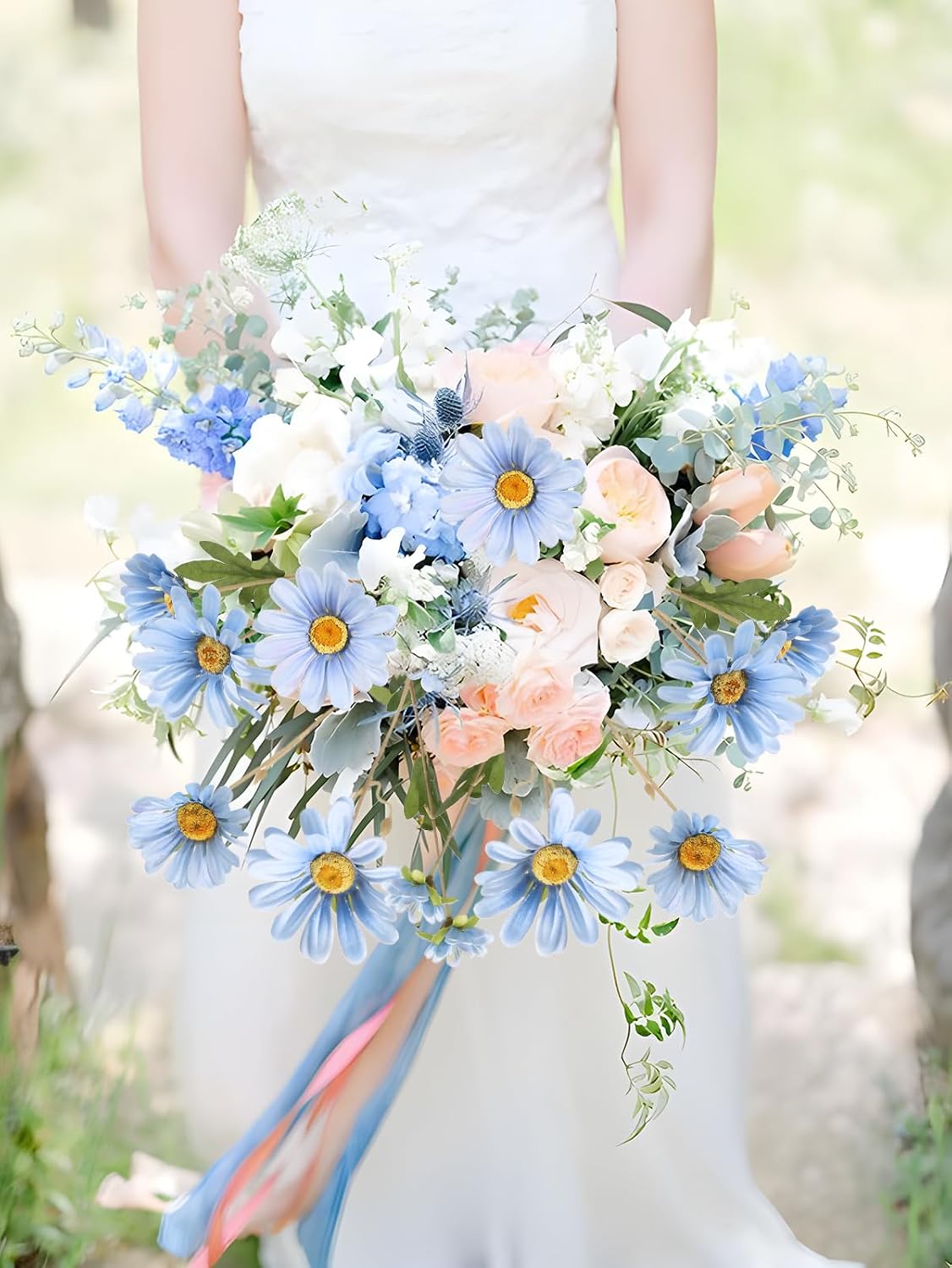 36 Heads Yellow Artificial Daisy Flowers 29.52” Silk Wildflowers 6PCS Silk Daisies with Stems for Tall Vase Home Bath Outdoor Party Garden Wedding Aisle Porch Decoration(Yellow)