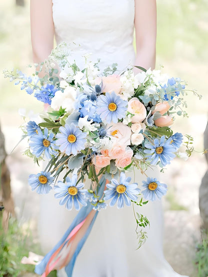 36 Heads Yellow Artificial Daisy Flowers 29.52” Silk Wildflowers 6PCS Silk Daisies with Stems for Tall Vase Home Bath Outdoor Party Garden Wedding Aisle Porch Decoration(Yellow)