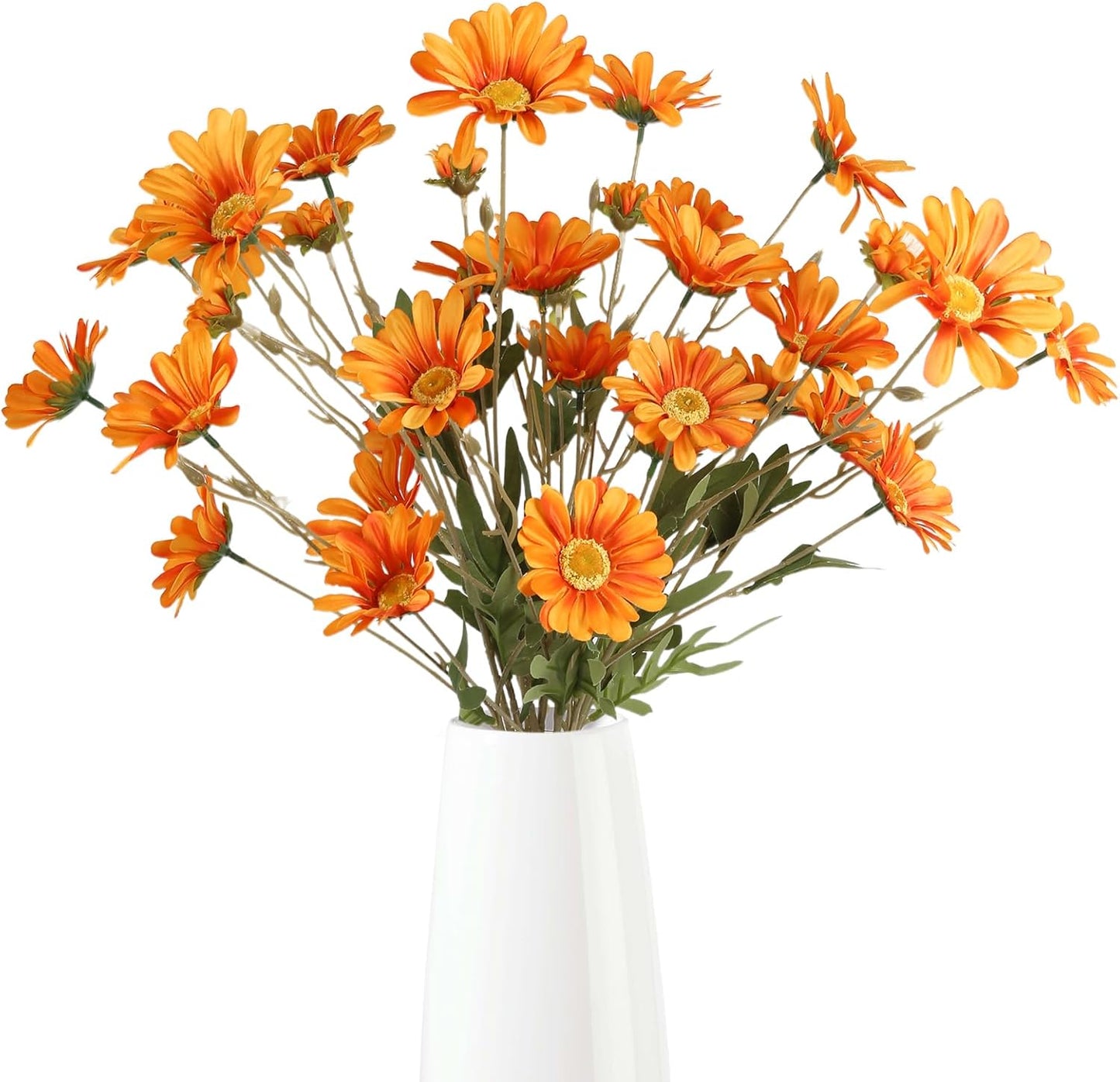 36 Heads Yellow Artificial Daisy Flowers 29.52” Silk Wildflowers 6PCS Silk Daisies with Stems for Tall Vase Home Bath Outdoor Party Garden Wedding Aisle Porch Decoration(Yellow)