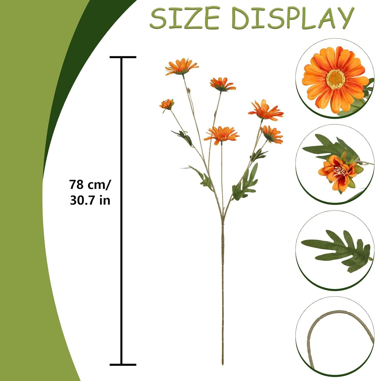 36 Heads Yellow Artificial Daisy Flowers 29.52” Silk Wildflowers 6PCS Silk Daisies with Stems for Tall Vase Home Bath Outdoor Party Garden Wedding Aisle Porch Decoration(Yellow)