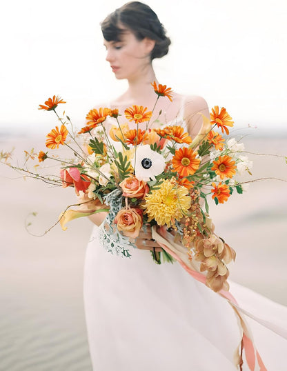 36 Heads Yellow Artificial Daisy Flowers 29.52” Silk Wildflowers 6PCS Silk Daisies with Stems for Tall Vase Home Bath Outdoor Party Garden Wedding Aisle Porch Decoration(Yellow)