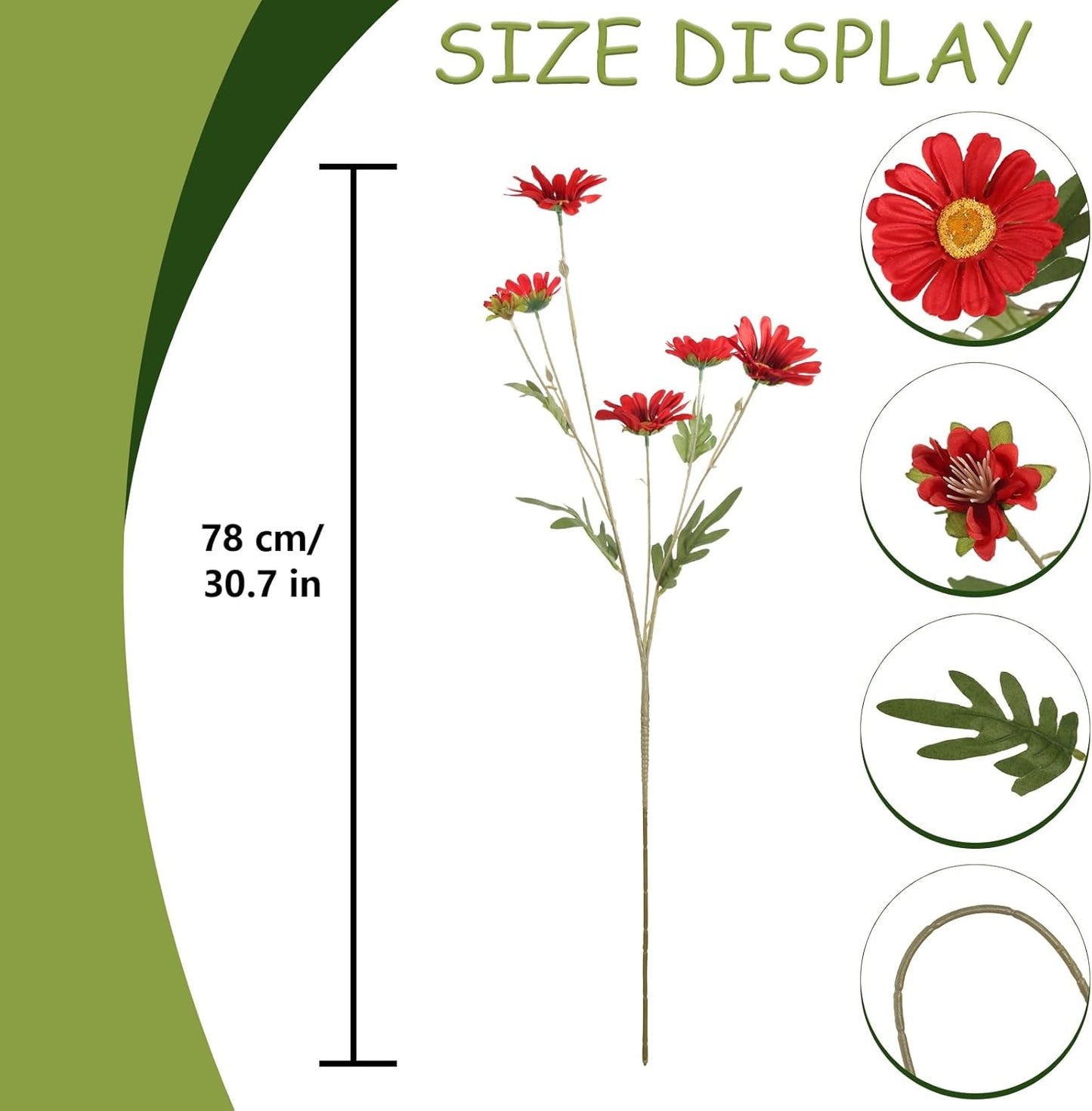 36 Heads Yellow Artificial Daisy Flowers 29.52” Silk Wildflowers 6PCS Silk Daisies with Stems for Tall Vase Home Bath Outdoor Party Garden Wedding Aisle Porch Decoration(Yellow)