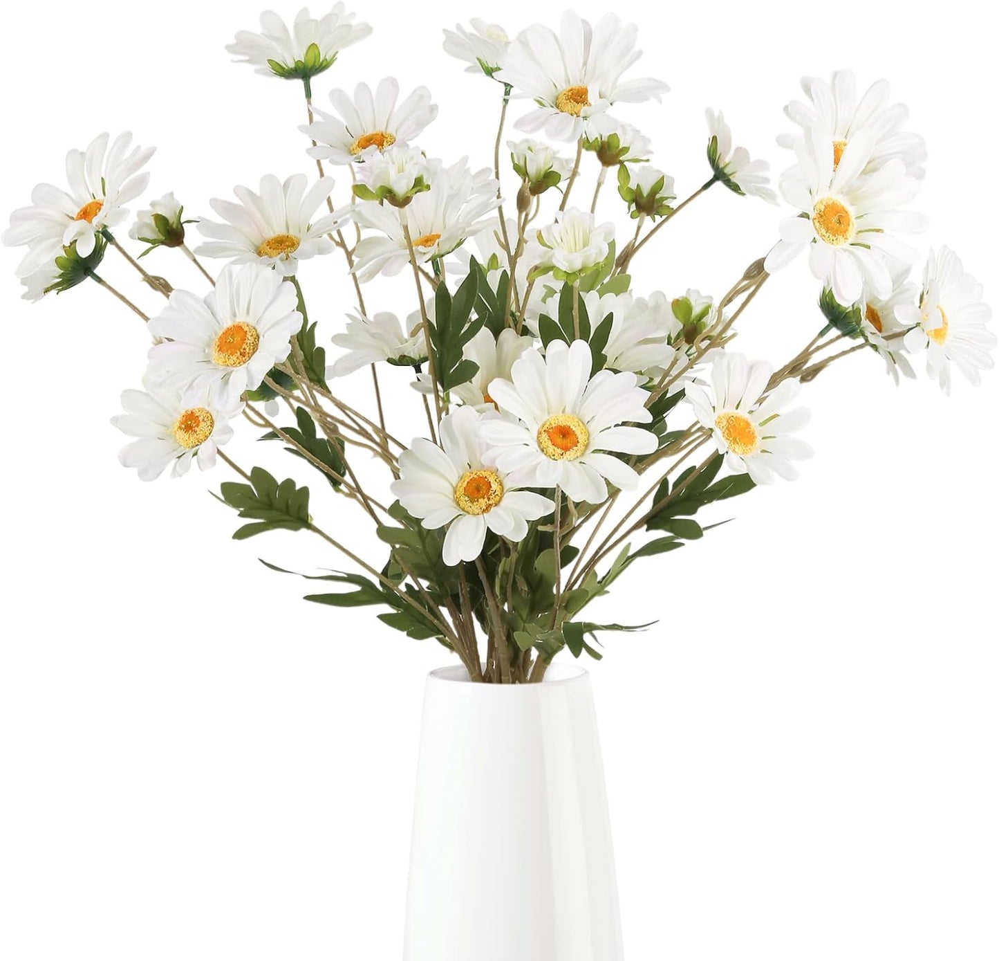 36 Heads Yellow Artificial Daisy Flowers 29.52” Silk Wildflowers 6PCS Silk Daisies with Stems for Tall Vase Home Bath Outdoor Party Garden Wedding Aisle Porch Decoration(Yellow)