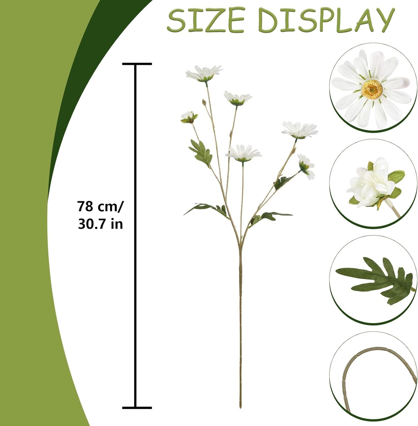 36 Heads Yellow Artificial Daisy Flowers 29.52” Silk Wildflowers 6PCS Silk Daisies with Stems for Tall Vase Home Bath Outdoor Party Garden Wedding Aisle Porch Decoration(Yellow)
