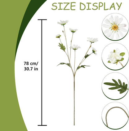 36 Heads Yellow Artificial Daisy Flowers 29.52” Silk Wildflowers 6PCS Silk Daisies with Stems for Tall Vase Home Bath Outdoor Party Garden Wedding Aisle Porch Decoration(Yellow)