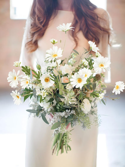 36 Heads Yellow Artificial Daisy Flowers 29.52” Silk Wildflowers 6PCS Silk Daisies with Stems for Tall Vase Home Bath Outdoor Party Garden Wedding Aisle Porch Decoration(Yellow)