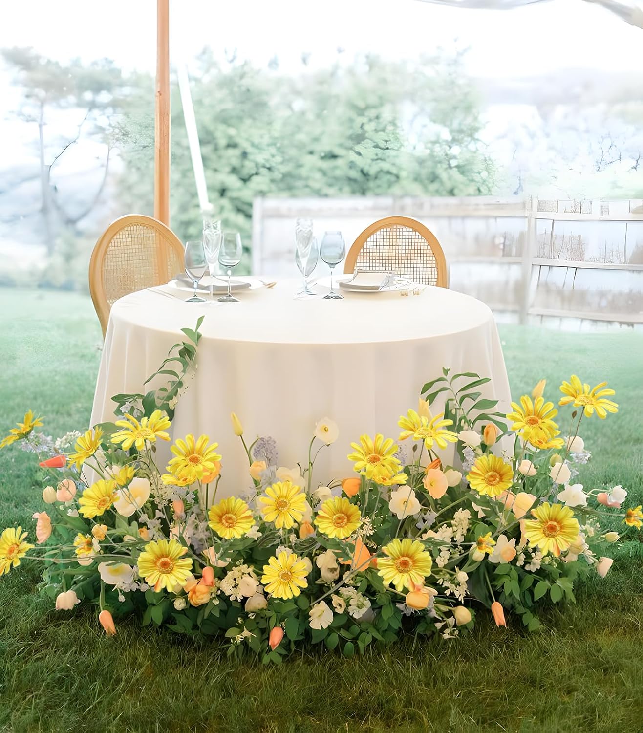 36 Heads Yellow Artificial Daisy Flowers 29.52” Silk Wildflowers 6PCS Silk Daisies with Stems for Tall Vase Home Bath Outdoor Party Garden Wedding Aisle Porch Decoration(Yellow)