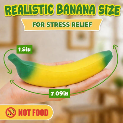 Banana Squishy Fidget Toys for Adults Teens Coworker, Squishy Banana Stress Toy for Stress Relief Anxiety Relief Party Favor Office Home, Realistic Fruit Squishies Stretchy Sensory Toys Novelty Gifts