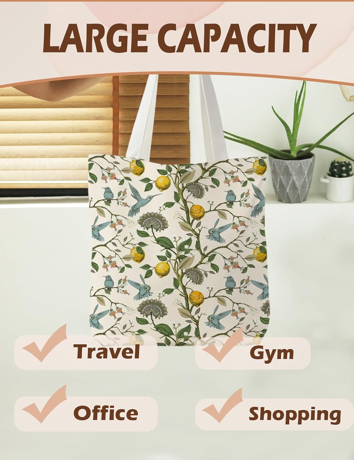 Floral Tote Bag, Floral Canvas Tote Bags for Women, Floral Gifts