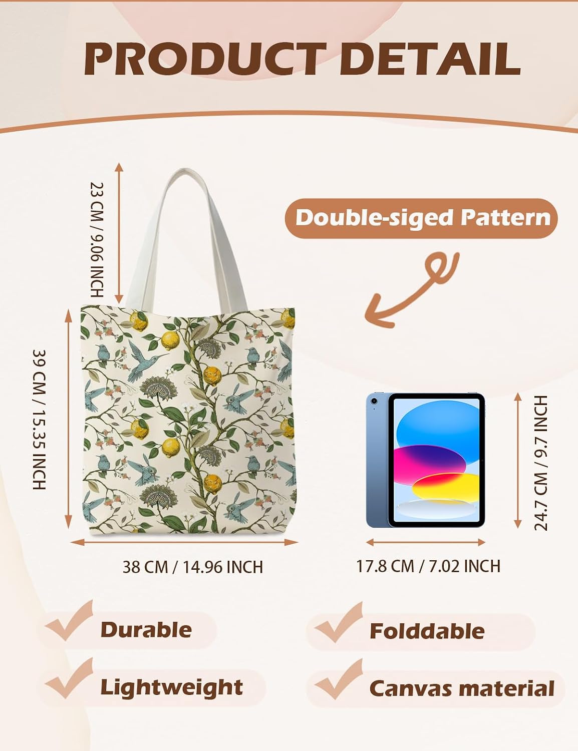 Floral Tote Bag, Floral Canvas Tote Bags for Women, Floral Gifts