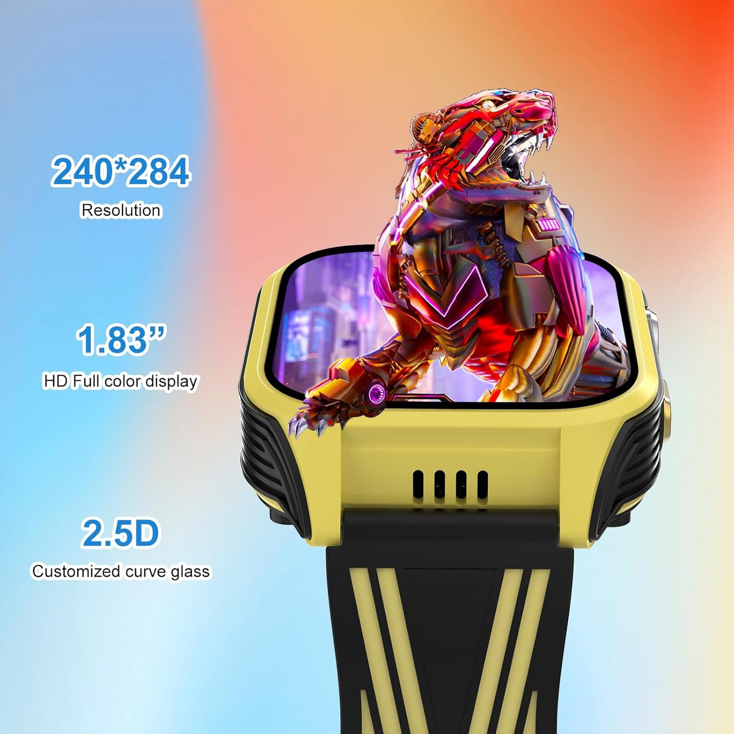 4G Kids Smart Watch with GPS Tracker, Video Call & SOS, Waterproof Smartwatch Phone with SIM Card Slot, Whatsapp, Voice Chat & Camera, Birthday Gift for Boys and Girls Age 4-12, Yellow