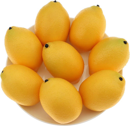 8 Pcs Artificial Yellow Lemons Decoration Fake Lemons Lifelike Faux Lemon Display Simulation Fruit Model for Home Kitchen Cabinet Party