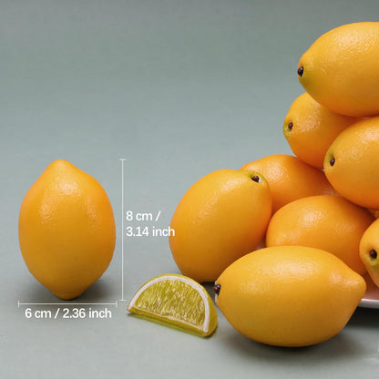 8 Pcs Artificial Yellow Lemons Decoration Fake Lemons Lifelike Faux Lemon Display Simulation Fruit Model for Home Kitchen Cabinet Party