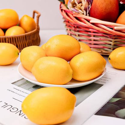 8 Pcs Artificial Yellow Lemons Decoration Fake Lemons Lifelike Faux Lemon Display Simulation Fruit Model for Home Kitchen Cabinet Party