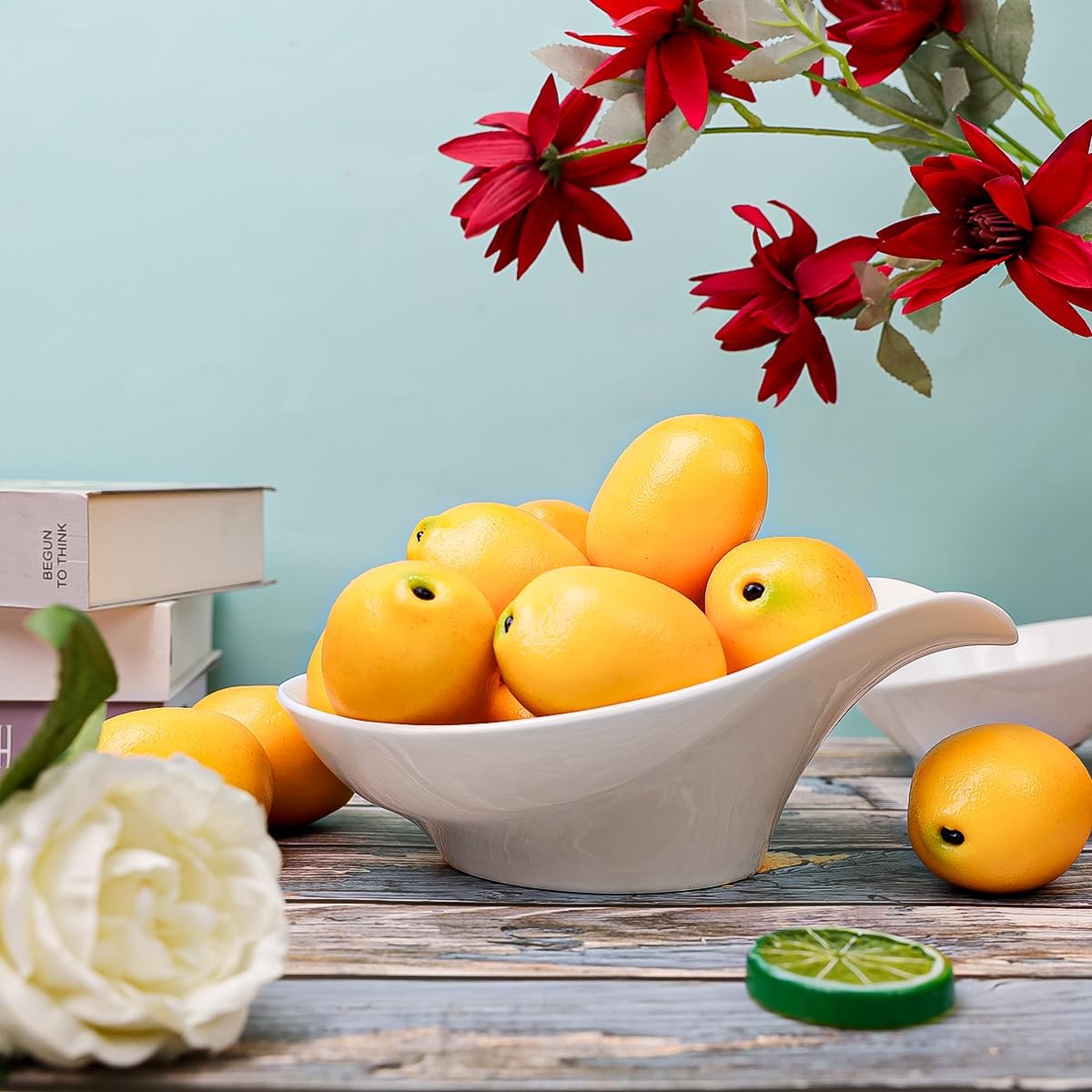 8 Pcs Artificial Yellow Lemons Decoration Fake Lemons Lifelike Faux Lemon Display Simulation Fruit Model for Home Kitchen Cabinet Party