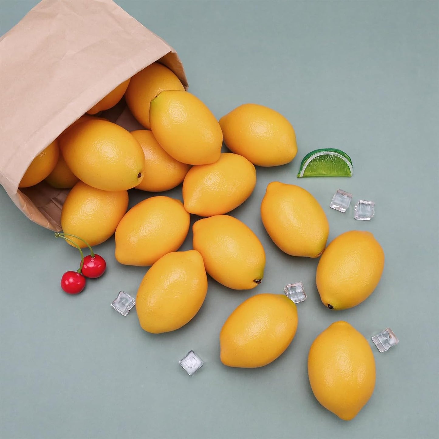 8 Pcs Artificial Yellow Lemons Decoration Fake Lemons Lifelike Faux Lemon Display Simulation Fruit Model for Home Kitchen Cabinet Party