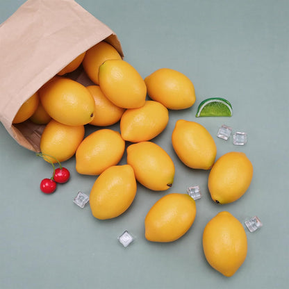8 Pcs Artificial Yellow Lemons Decoration Fake Lemons Lifelike Faux Lemon Display Simulation Fruit Model for Home Kitchen Cabinet Party