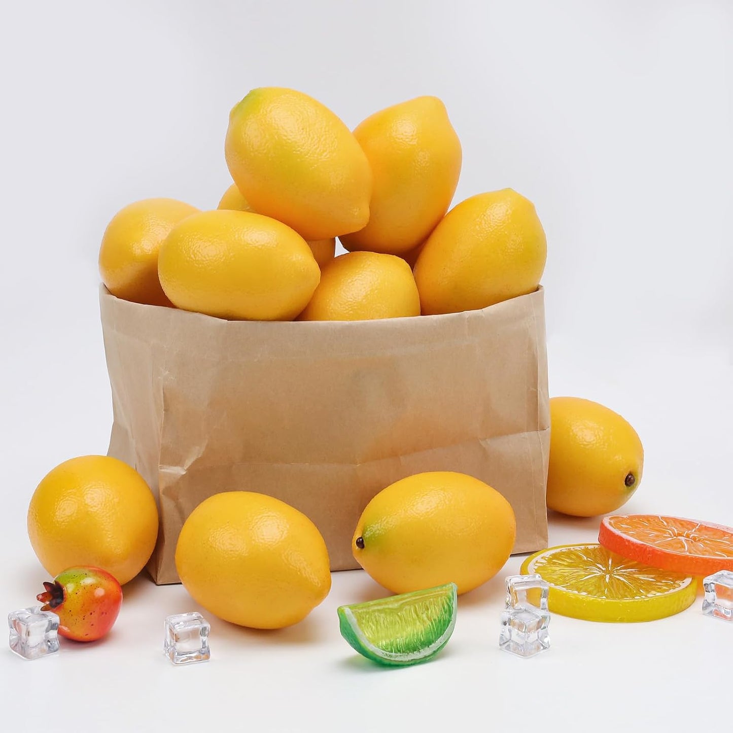 8 Pcs Artificial Yellow Lemons Decoration Fake Lemons Lifelike Faux Lemon Display Simulation Fruit Model for Home Kitchen Cabinet Party