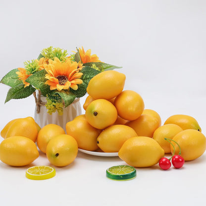 8 Pcs Artificial Yellow Lemons Decoration Fake Lemons Lifelike Faux Lemon Display Simulation Fruit Model for Home Kitchen Cabinet Party