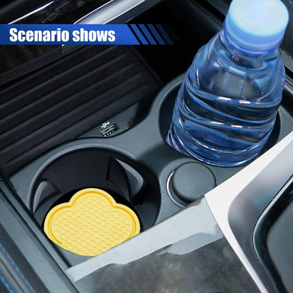 4PCS Car Cup Holder Coasters, Anti-Slip Flower Shaped Car Cup Holder Mat, Car Beverage Coaster, Cup Holder Insert Ornaments Coaster, Universal Car Interior Decor Accessories (Yellow)