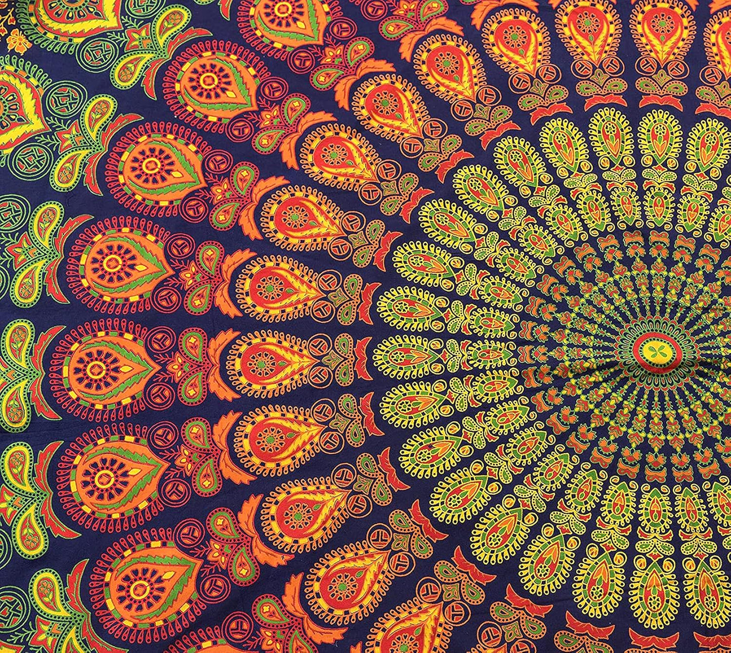 Yellow Mandala Round Beach Tapestry Hippie/Boho Beach Blanket/Indian Cotton Throw Bohemian Round Table Cloth/Aesthetic Tapestry/Yoga Mat Meditation Picnic Rugs 127 CM / 50 INCHE Circle