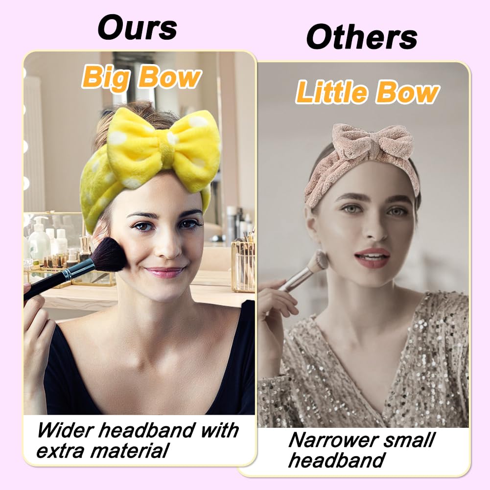 Sweet Super Soft Caroset Polka Dots Wash Cosmetic Headband Hairlace (yellow polka dots)