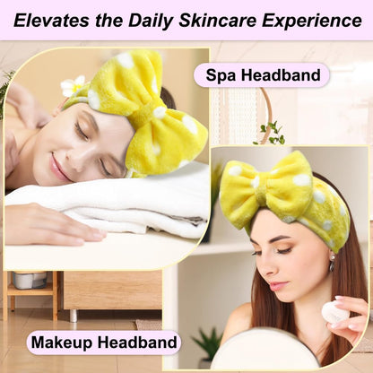 Sweet Super Soft Caroset Polka Dots Wash Cosmetic Headband Hairlace (yellow polka dots)