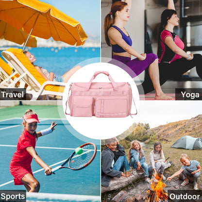 Large Gym Bag for Women Men Travel Duffle Bag With Shoe Compartment | Shoe Compartment,Dry and Wet Separation,Large Capacity Overnight Bag for Yoga Travel Weekend Dance